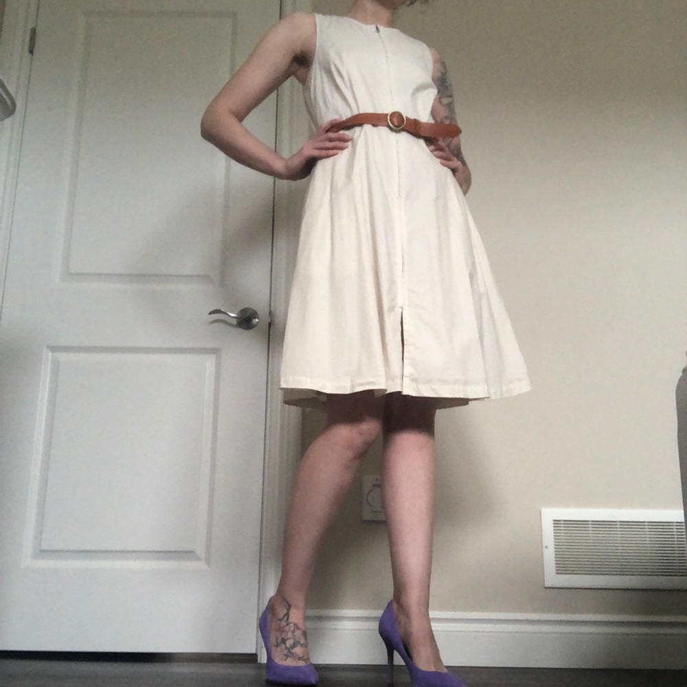 THEORY Aline zip front leather braid belt